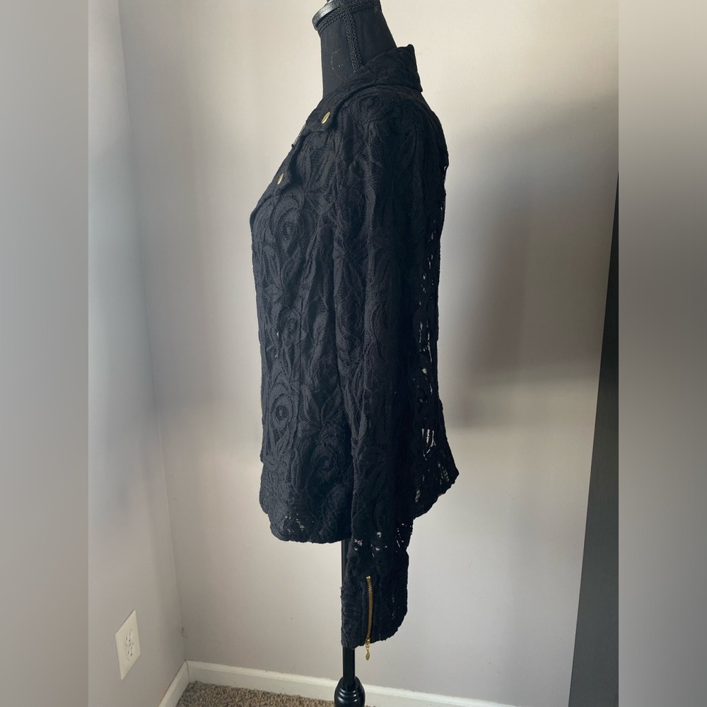 Women’s Chicos Size 2 large NWT Black lace moto jacket - Picture 4 of 10